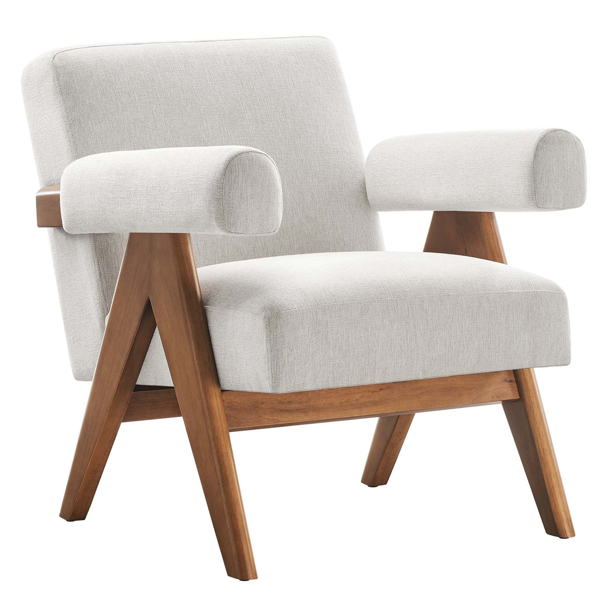28 Inch Woven Heathered Fabric Armchair with Wood Legs