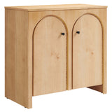 36 Inch 2-Door Arched Storage Cabinet with Mango Wood Veneer