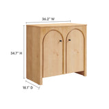 36 Inch 2-Door Arched Storage Cabinet with Mango Wood Veneer