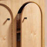36 Inch 2-Door Arched Storage Cabinet with Mango Wood Veneer