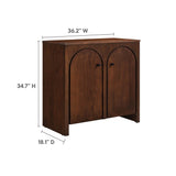 36 Inch 2-Door Arched Storage Cabinet with Mango Wood Veneer