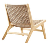 25 Inch Woven Rope and Wood Accent Lounge Chair