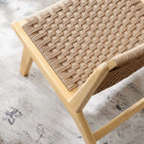 25 Inch Woven Rope and Wood Accent Lounge Chair