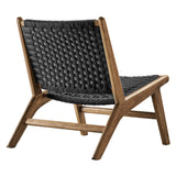 25 Inch Woven Rope and Wood Accent Lounge Chair