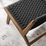 25 Inch Woven Rope and Wood Accent Lounge Chair