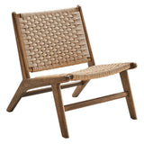 25 Inch Woven Rope and Wood Accent Lounge Chair