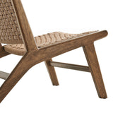 25 Inch Woven Rope and Wood Accent Lounge Chair