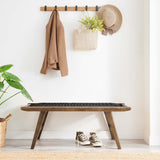 47 Inch Woven Rope and Solid Wood Bench with Basket Weave Design