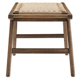 47 Inch Woven Rope and Solid Wood Bench with Basket Weave Design