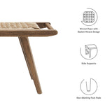 47 Inch Woven Rope and Solid Wood Bench with Basket Weave Design