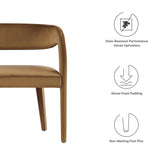 55 Inch Pinnacle Performance Velvet Accent Bench with Curved Open Backrest in Brown