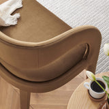 55 Inch Pinnacle Performance Velvet Accent Bench with Curved Open Backrest in Brown