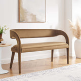 55 Inch Pinnacle Performance Velvet Accent Bench with Curved Open Backrest in Brown