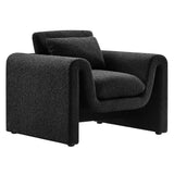 37 Inch Wavy Boucle Fabric Sculptural Armchair