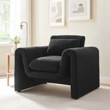 37 Inch Wavy Boucle Fabric Sculptural Armchair