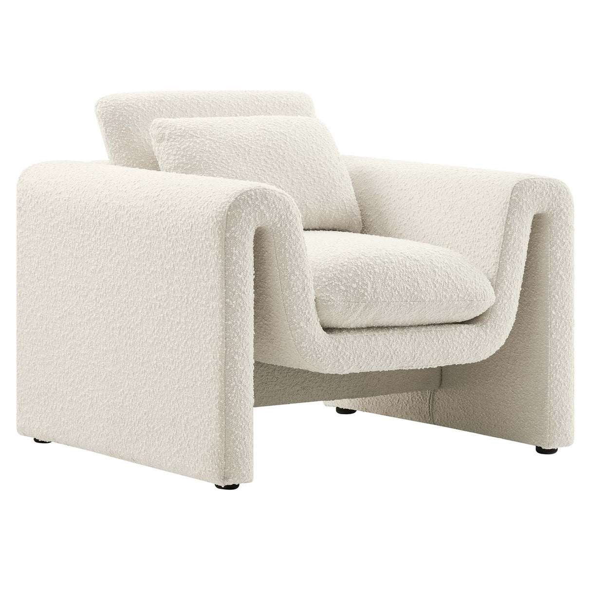 37 Inch Wavy Boucle Fabric Sculptural Armchair