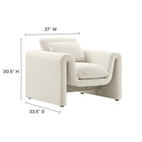37 Inch Wavy Boucle Fabric Sculptural Armchair