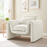 37 Inch Wavy Boucle Fabric Sculptural Armchair