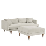 2 Piece 85" Down Filled Overstuffed Sofa and Ottoman Set