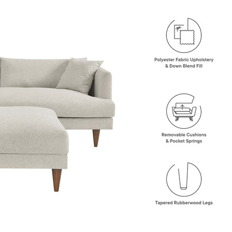 2 Piece 85" Down Filled Overstuffed Sofa and Ottoman Set