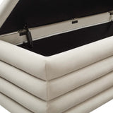 46 Inch Performance Velvet Storage Bench with Vertical Channel Tufting