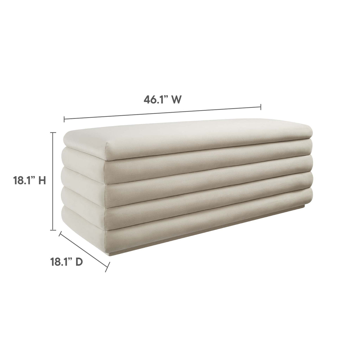 46 Inch Performance Velvet Storage Bench with Vertical Channel Tufting