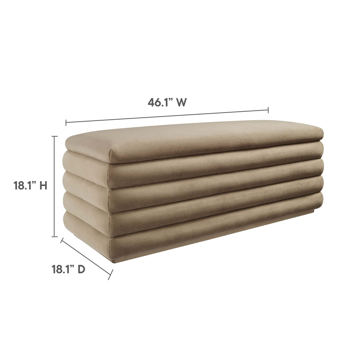 46 Inch Performance Velvet Storage Bench with Vertical Channel Tufting