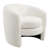 31 Inch Curved Back Boucle Fabric Barrel Armchair