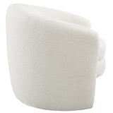 31 Inch Curved Back Boucle Fabric Barrel Armchair