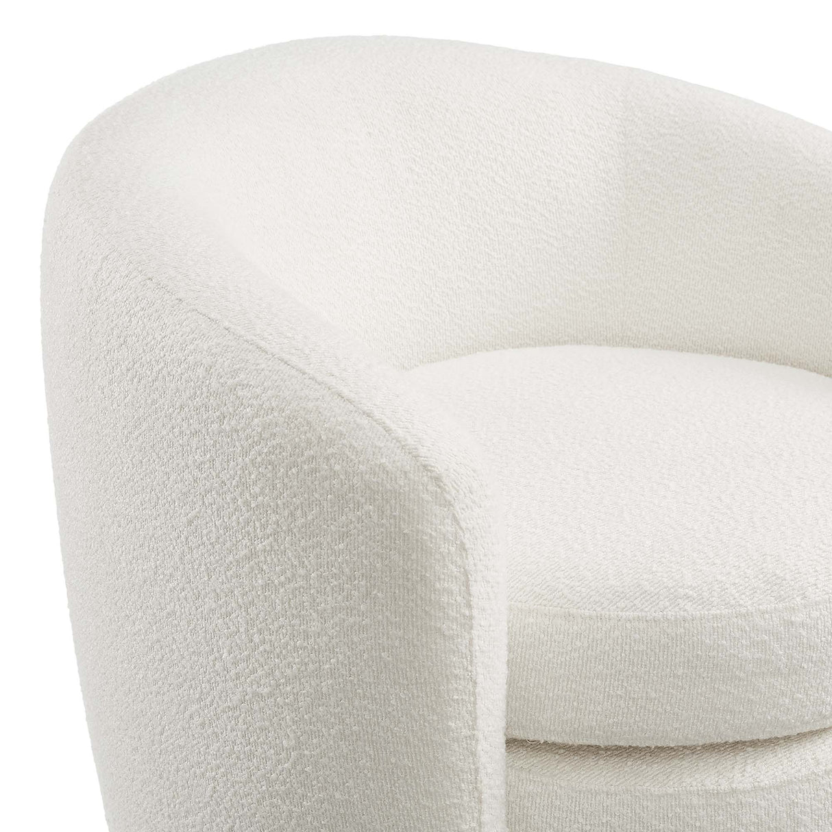 31 Inch Curved Back Boucle Fabric Barrel Armchair