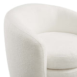 31 Inch Curved Back Boucle Fabric Barrel Armchair