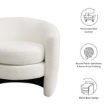 31 Inch Curved Back Boucle Fabric Barrel Armchair