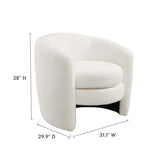 31 Inch Curved Back Boucle Fabric Barrel Armchair