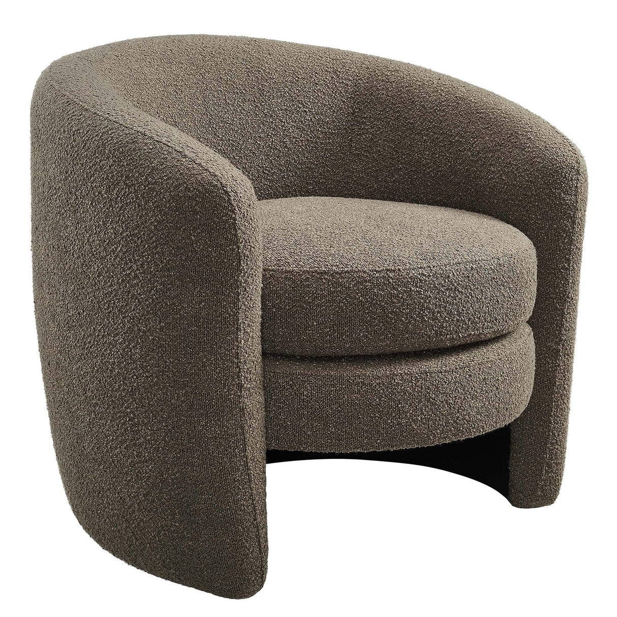 31 Inch Curved Back Boucle Fabric Barrel Armchair