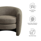 31 Inch Curved Back Boucle Fabric Barrel Armchair