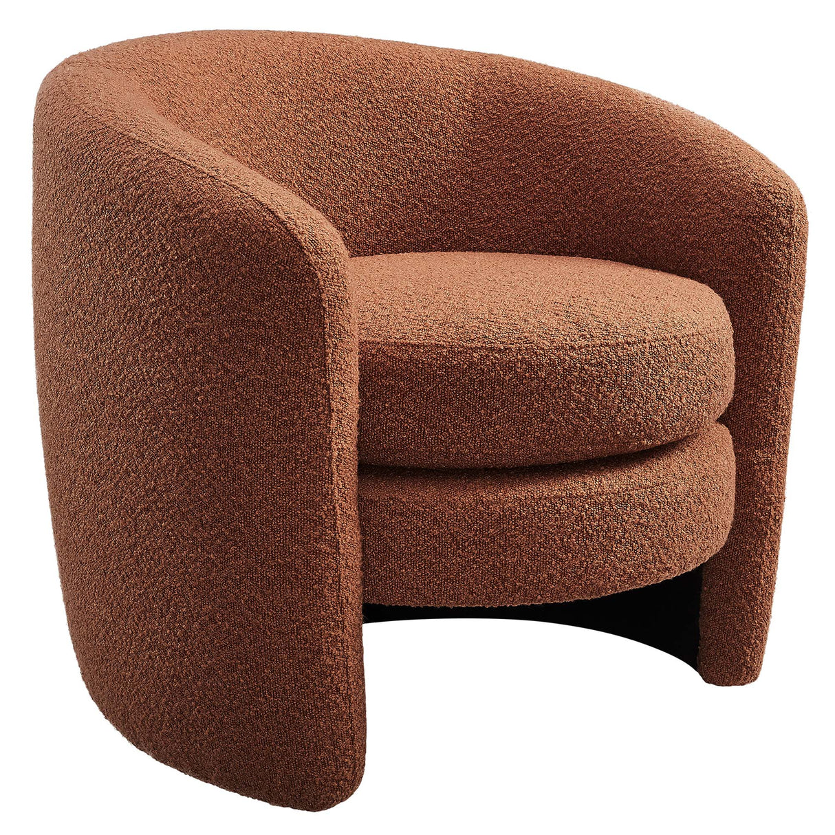 31 Inch Curved Back Boucle Fabric Barrel Armchair