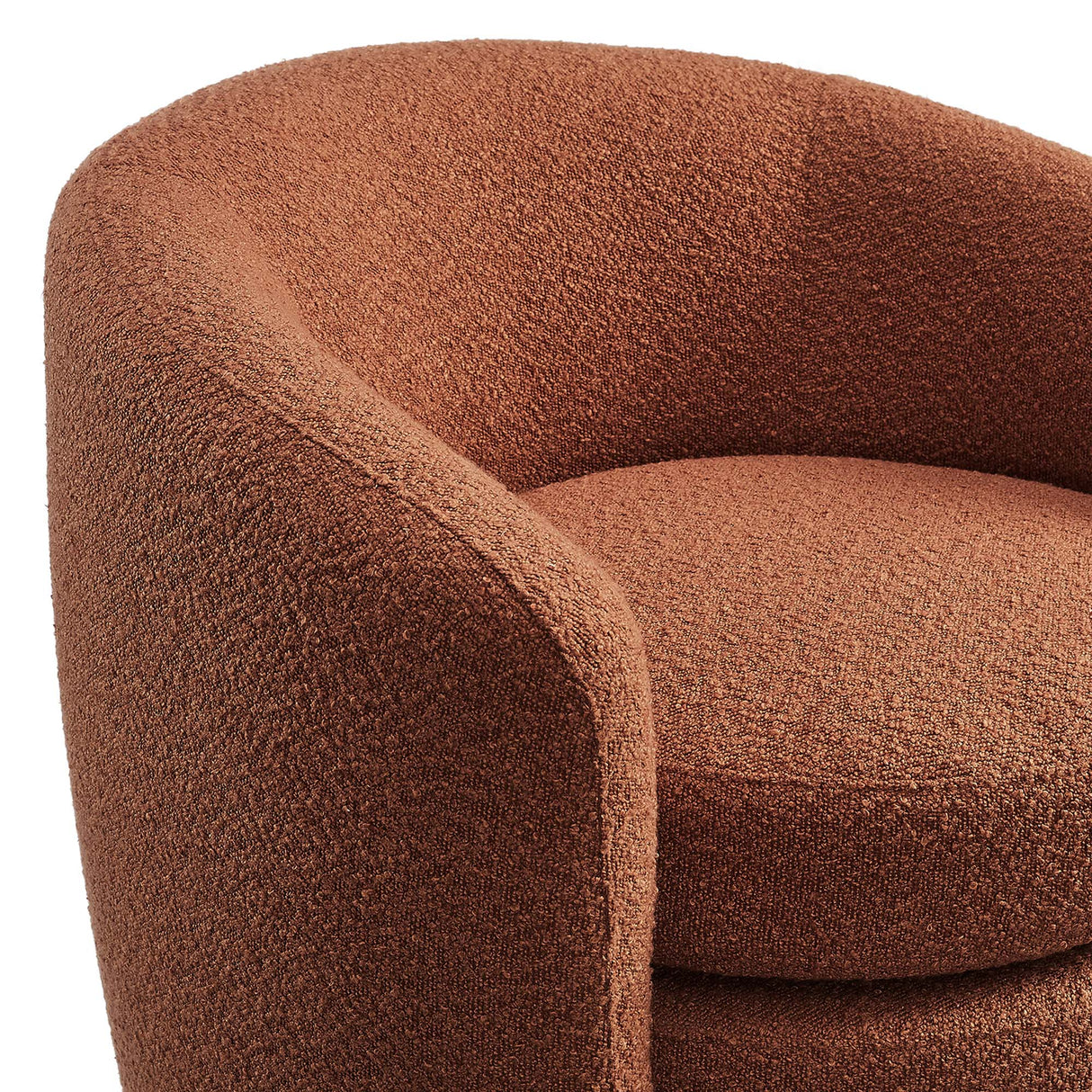31 Inch Curved Back Boucle Fabric Barrel Armchair