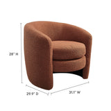 31 Inch Curved Back Boucle Fabric Barrel Armchair