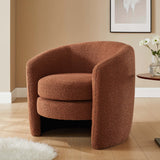 31 Inch Curved Back Boucle Fabric Barrel Armchair