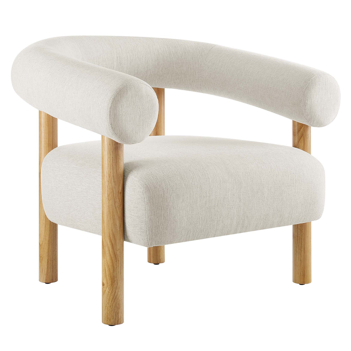 36 Inch Rounded Open Profile Heathered Fabric Armchair