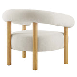 36 Inch Rounded Open Profile Heathered Fabric Armchair