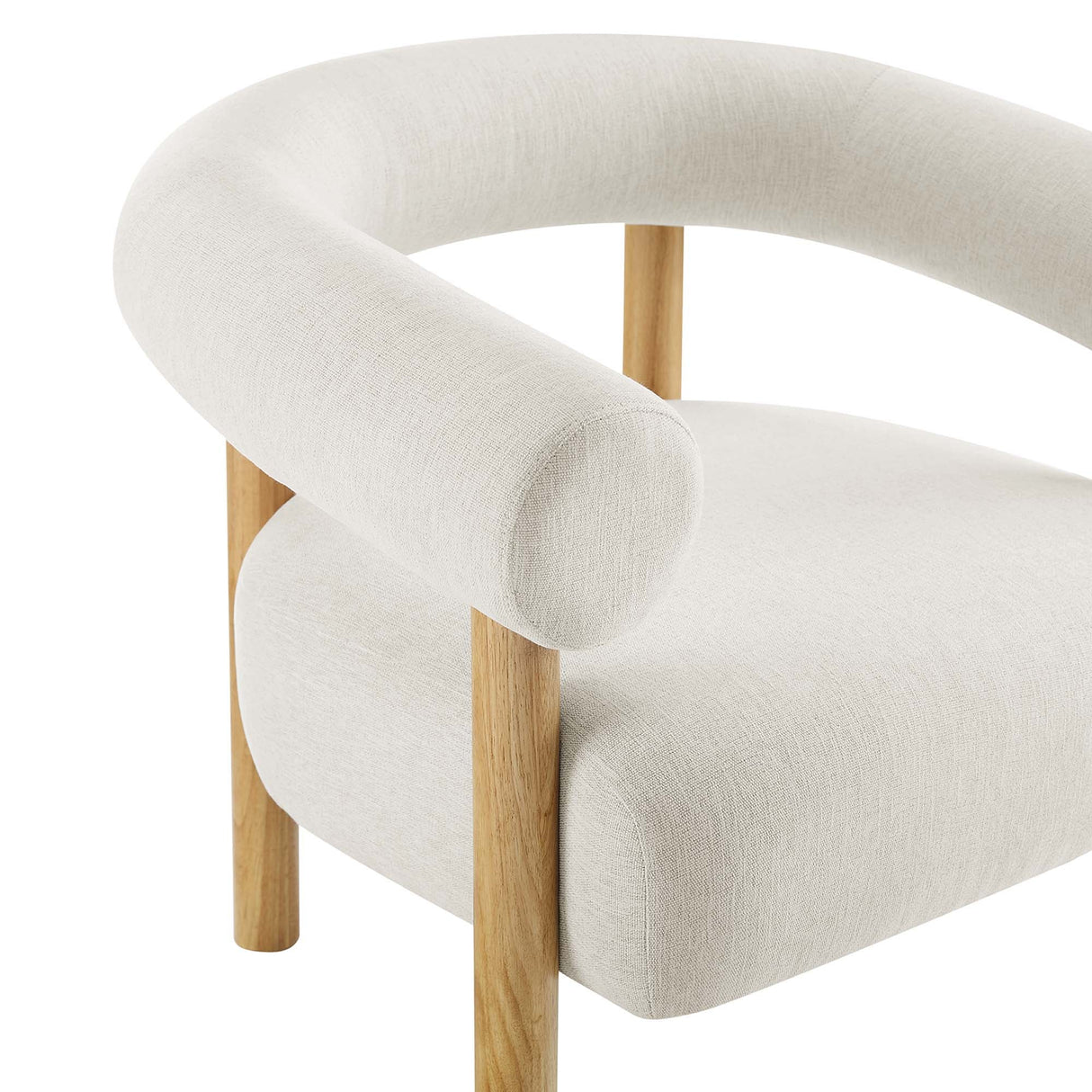 36 Inch Rounded Open Profile Heathered Fabric Armchair
