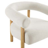 36 Inch Rounded Open Profile Heathered Fabric Armchair