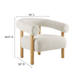 36 Inch Rounded Open Profile Heathered Fabric Armchair