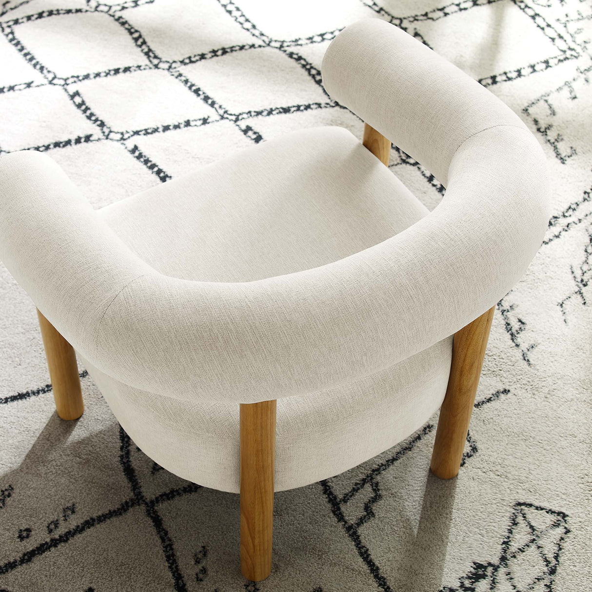 36 Inch Rounded Open Profile Heathered Fabric Armchair