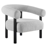 36 Inch Rounded Open Profile Heathered Fabric Armchair