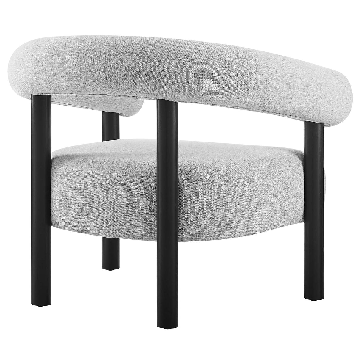 36 Inch Rounded Open Profile Heathered Fabric Armchair