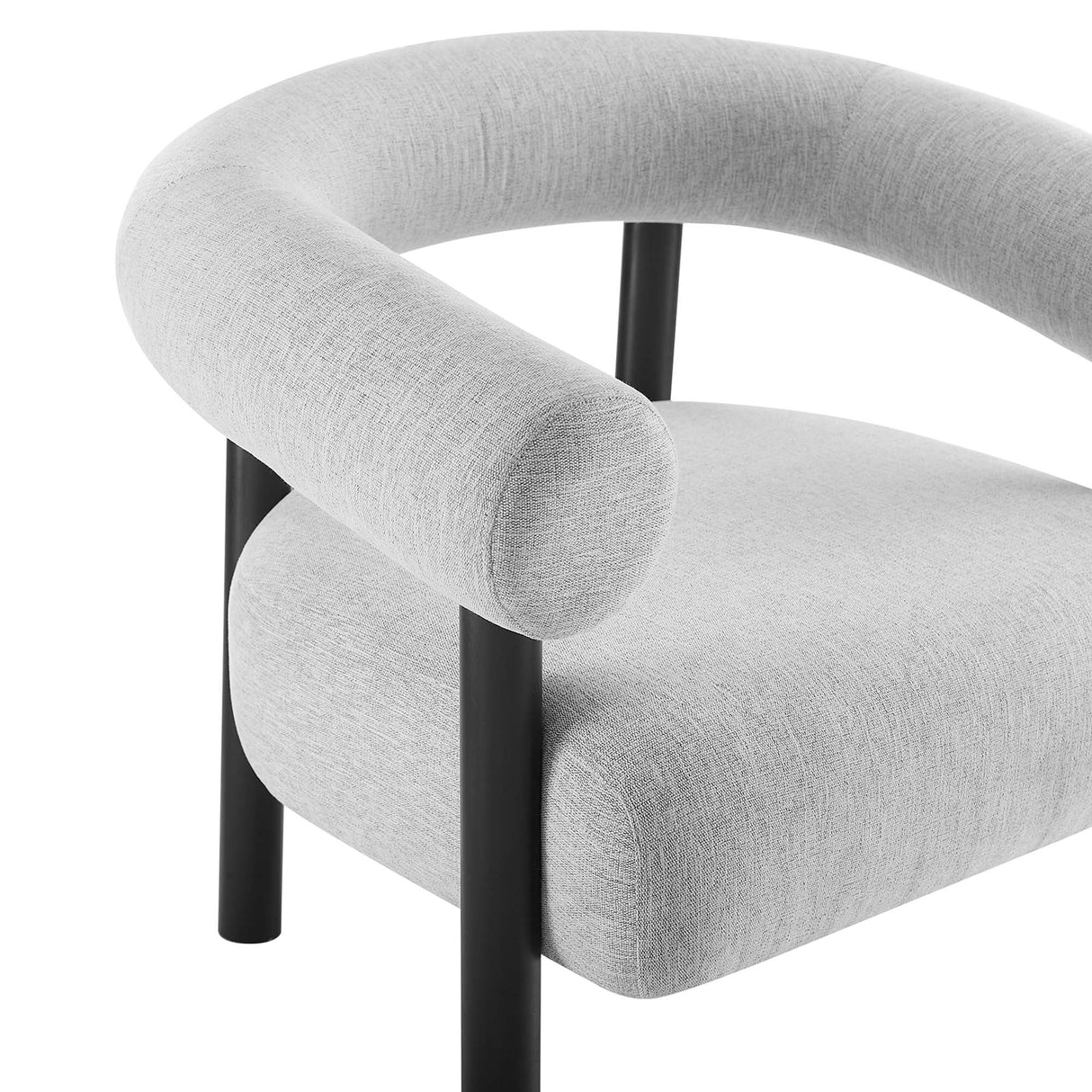 36 Inch Rounded Open Profile Heathered Fabric Armchair