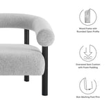 36 Inch Rounded Open Profile Heathered Fabric Armchair