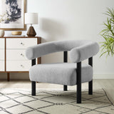 36 Inch Rounded Open Profile Heathered Fabric Armchair